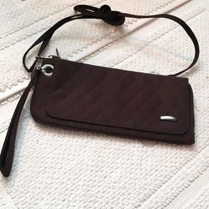 TRAVELON CROSSBODY WRISTLET WALLET Brown